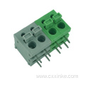 90 degree 5.0mm pitch green and gray spring PCB terminal block connector with buttons